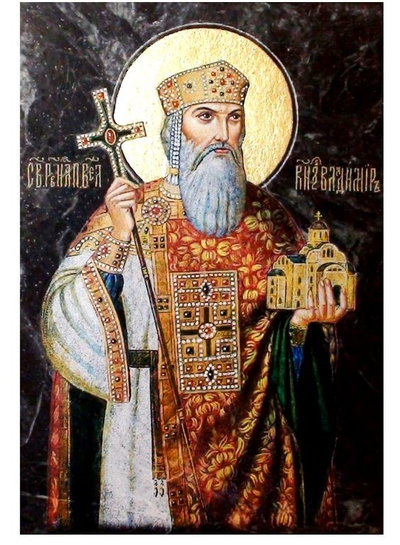 Икона  на змеевике, 180х300мм. Разные лики.