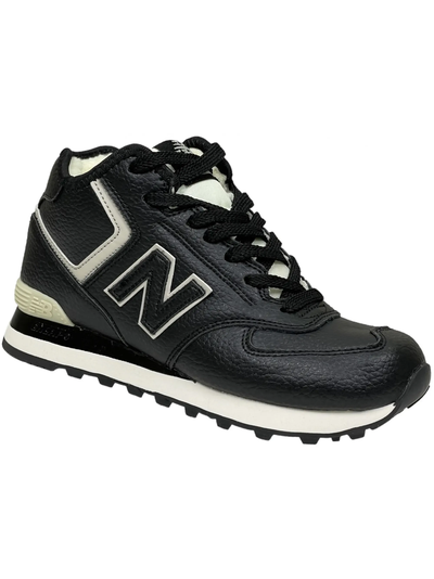 New Balance 574 Mid Black White Leather с мехом женские