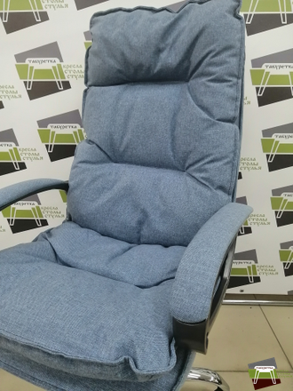 Кресло КР85 (Яппи) ТГ СП ХРОМ К65 (ткань Крафт лазурная)