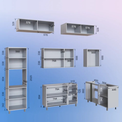 Кухня угловая трёхуровневая "МРКГ 100/Шопен" 2.4х1.6 м (МР)