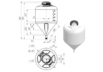 чертеж емкости ЦКТ 60 литров
