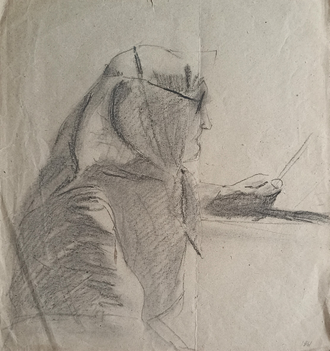 "За чтением" бумага карандаш Шкурко В.П. 1960-е годы