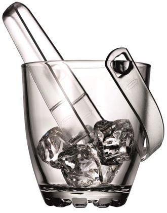 Ведро для льда d=13 см. 0,9 л. стекло, с пластиковыми щипцами