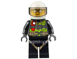 Fire - Reflective Stripes with Utility Belt and Flashlight, White Helmet, Trans-Brown Visor, Silver Sunglasses, n/a (cty0670)