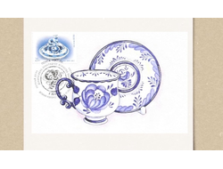 КМ - Гжель. Блинница с котом