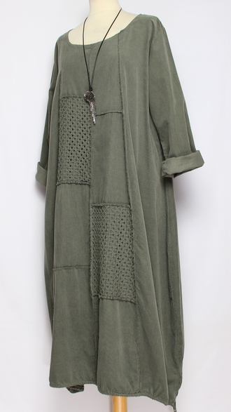 Платье Бохо вельветовое "Сетка трикотажная спинка" хаки, графит, джинс до р.56