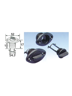 Сливная пробка врезная на 2 винта 17393W 52x17мм Ø16/24,5мм из белой пластмассы