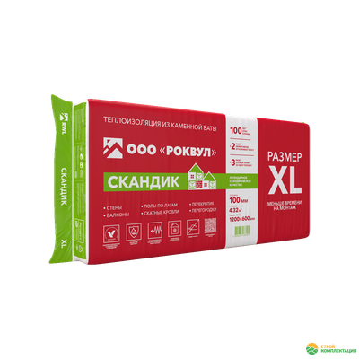 Утеплитель РОКВУЛ СКАНДИК XL 1200х600х100 мм (6 шт; 0,432 куб.м.)