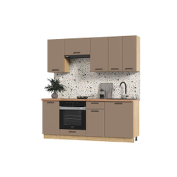 Кухня Призма 2,0 м дуб крафт золото/мокко суперматовый (столешница -дуб вотан)