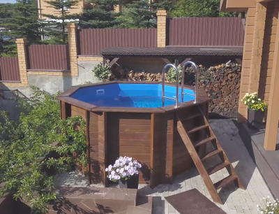 Каркасный деревянный бассейн "Ханхой" Кристалл в цвете палисандр