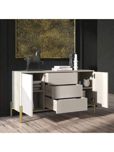 Тринити КМ-001 (МДФ) Комод Дуб Крафт серый/МДФ - матовая Флан GA-06