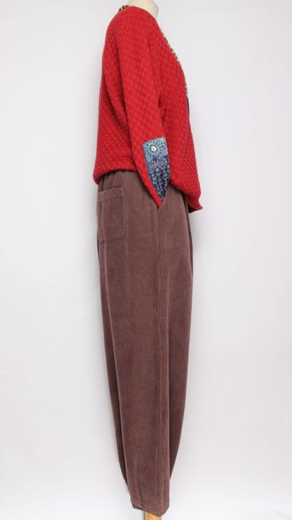 Брюки Бохо вельветовые "Бананы крупный вельвет" какао р.50-54