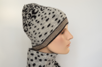 Пятнистый серый шарф и шапка Vizio Италия фото