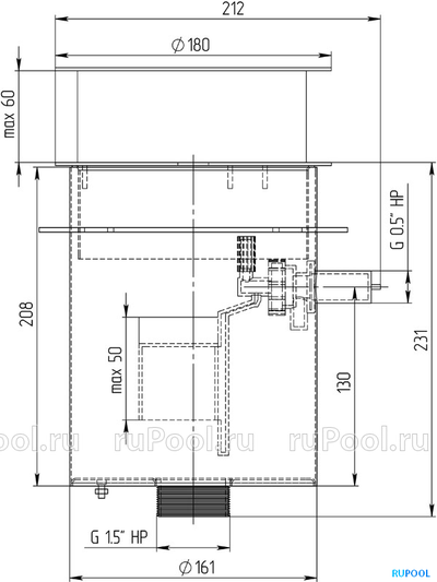 Регулятор уровня воды из нерж.стали без клапана, AISI 316