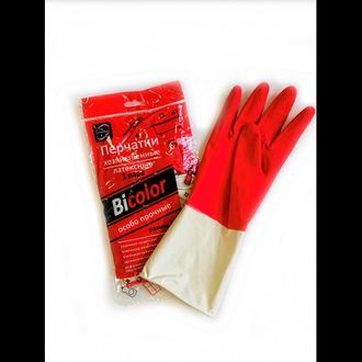 Перчатки хозяйственные BiColor красно-белые