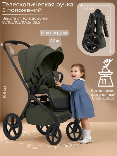 Коляска 2 в 1 Sweet Baby Orso Dark Green