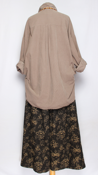 Рубашка Бохо "Вельвет защипы сбоку" бежевая до р.54