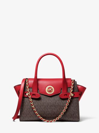 Сумка сэтчел Michael Kors Carmen Small красно-коричневая