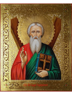 Андрей Первозванный, святой апостол, священномученик. Рукописная икона 22х28см.