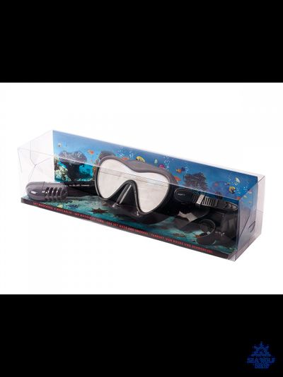 Маска для дайвинга с трубкой Sargan "АГИДЕЛЬ" черно-серый силикон, комплект