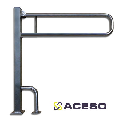 Поручень откидной напольный  на стойке для унитаза 750х170х850 мм. Опорная стойка 40*40 с крепление
