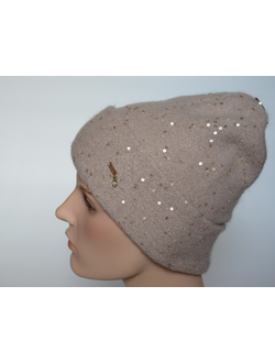 Кремовая женская шапка с отворотом Vizio Италия 6943 CRY фото шапок пудрового цвета