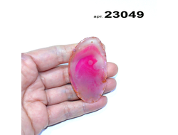 Агат натуральный тонированный (срез) розовый арт.23049: с отв. - 20,0г - 58*35*5мм