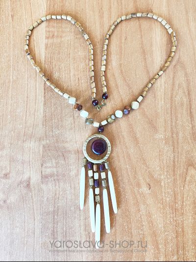 М-168. Бусы деревянные кольцо палочки разных пород дерева.