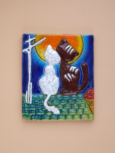 Влюбленные коты (панно)