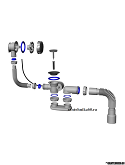 Сифон-автомат для ванны и глубокого поддона Unicorn S102