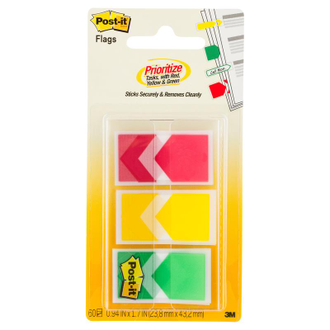 Клейкие закладки Post-it Стрелки пластиковые 3 цвета по 20 листов 24x43 мм в диспенсере