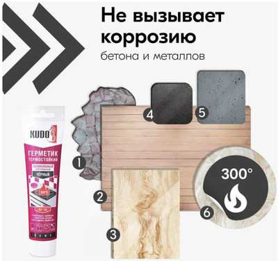 Герметик термостойкий силиконовый KUDO KST-152, черный 110 мл