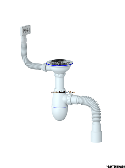 Сифон для мойки с прямоугольным переливом и выпуском Unicorn B425