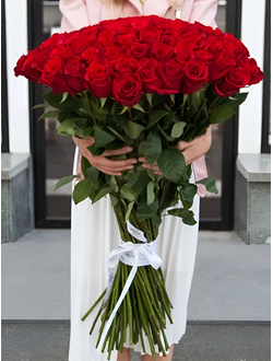 БУКЕТ ИЗ 51 ВЫСОКОЙ ГОЛЛАНДСКОЙ РОЗЫ 80СМ