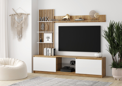 Бостон стенка НМ-001 МДФ Дуб крафт золотой/МДФ Глянец белый