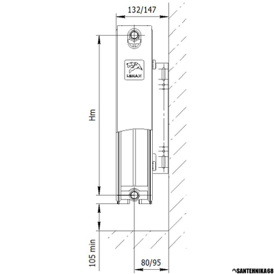 Радиатор стальной панельный Лемакс LEMAX VС22 500 * 400 500 600 700 800 900 1000 1200 1400 нижнее подключение