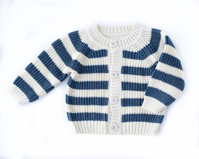 Кардиган молочный/синий