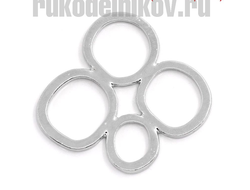 коннектор для бижутерии "Кольца", цвет-серебро