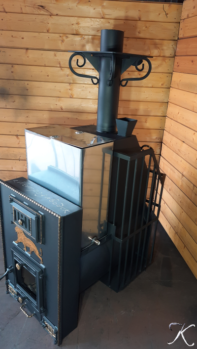 Печь банная "АНГАРА-34" + КАМИН-КОНВЕКТОР + Дверца со стеклом