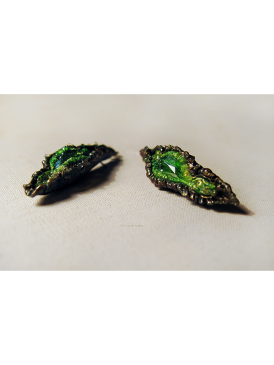 Лесные серьги-капли "Слеза Дриады" (в комплект к колье "Дриада -Дух Леса")