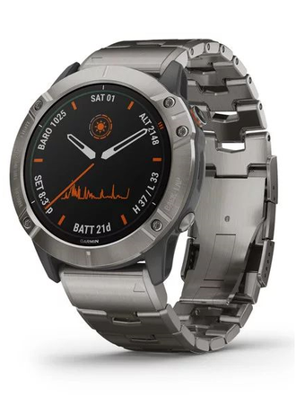 Умные часы Garmin Fenix 6X Pro Solar титановый с титановым браслетом, серый
