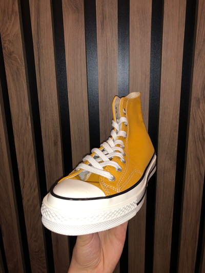Converse yellow high on sale