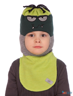 Шапка-шлем  19101-06 темно-зеленый,серый,салатовый, р. 50-52