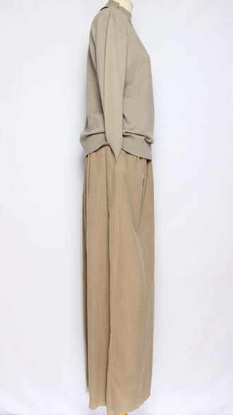 Брюки вельветовые"Палаццо защипы пояс" хаки, бежевый, графит, чёрный до 54