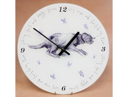 Настенные часы Собака 2 стеклянные 30 см