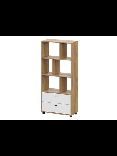 Милан Стеллаж Дуб Золотой/Белый Матовый