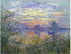 Купить греющую картину с фото репродукции Клода Моне закат на Сене