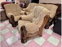 Гарнитур: диван-кровать + 2 кресла на массиве дуба, Европейский (Holland)