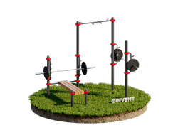 КОМПЛЕКС ПЕРЕКЛАДИНА С 3 ХВАТАМИ + СКАМЬЯ ДЛЯ ЖИМА + СТОЙКА ДЛЯ ПРИСЕДА INVENT