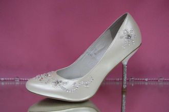 Свадебные туфли айвори стразы вышивка бисер средний каблук серебренные женские бисер женские купить